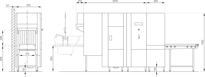 Massblatt gewerbliche Spülmaschine UPster K